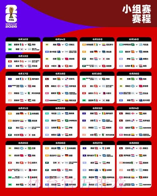 2026世界杯每日赛程详细安排实时赛程在哪里看